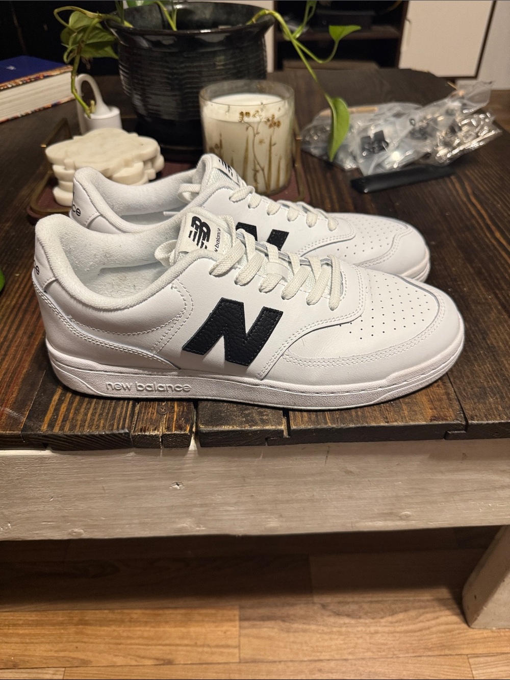 New Balance Men’s White Sneakers with Black 'N' Logo